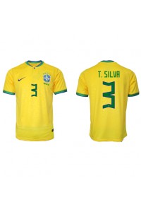 Brasil Thiago Silva #3 Fotballdrakt Hjemme Klær VM 2022 Korte ermer